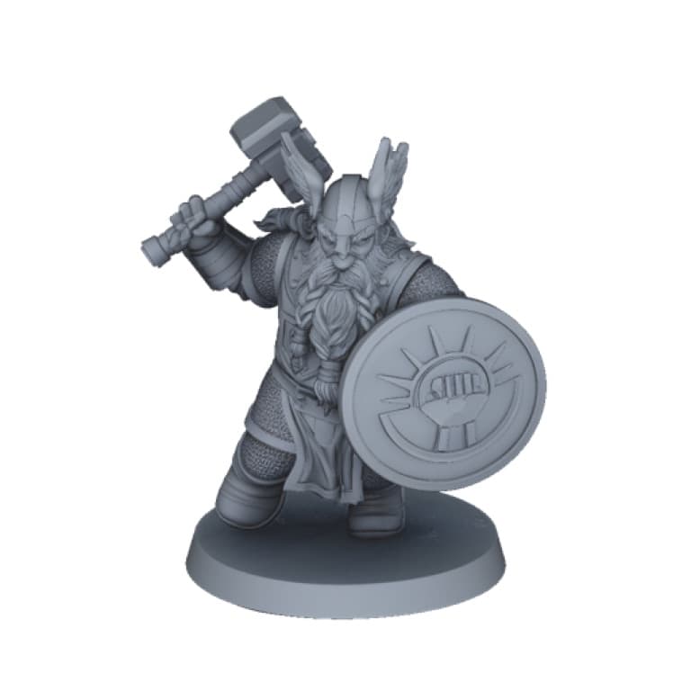 Warband miniature maker 3D result — printable mesh with the shield emblem still readable