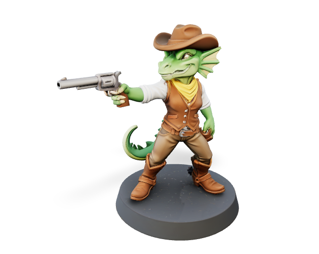 Golden Eye Kobold Gunslinger - Monster Mini | Tabletop Miniature STL