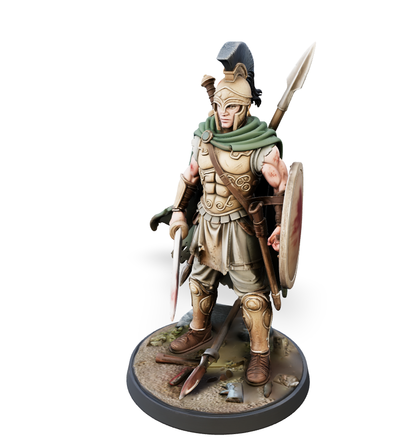 Victorious Bronze Age Barbarian - Hero Mini | Tabletop Miniature STL
