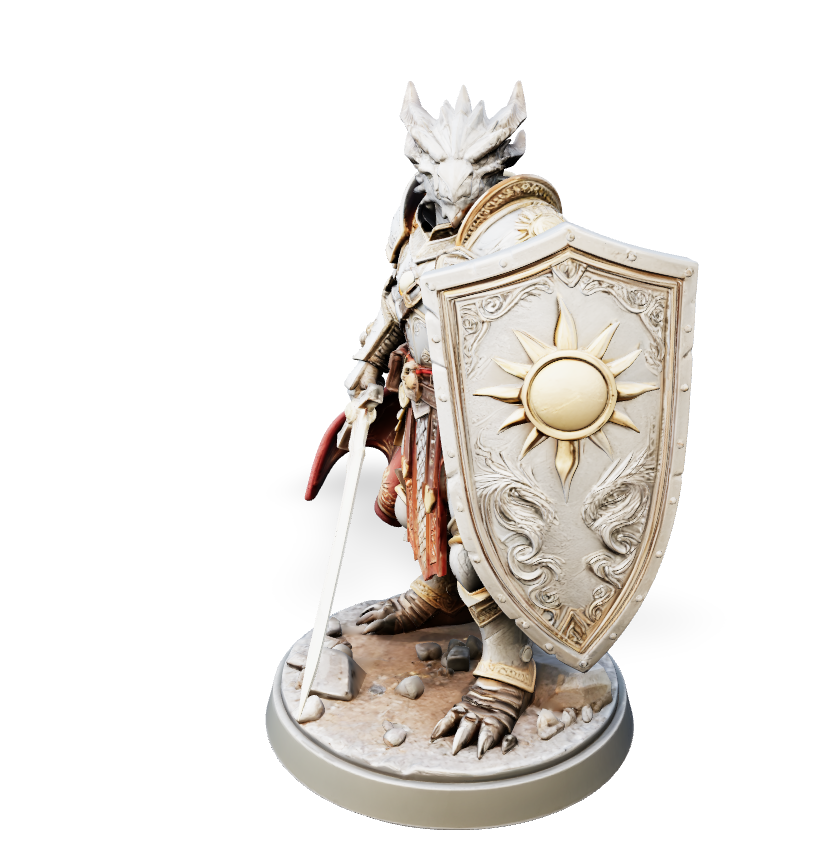 Radiant Dragonborn Paladin - Hero Mini | Tabletop Miniature STL