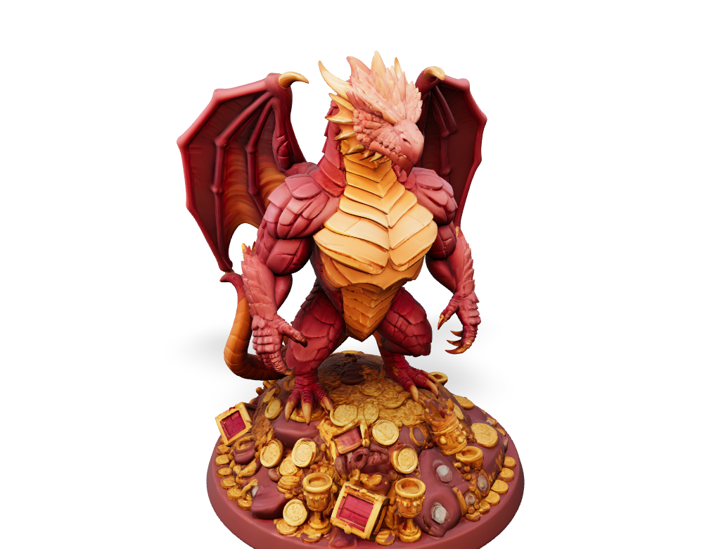 Crimson Treasure Dragon - Monster Mini | Tabletop Miniature STL