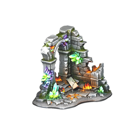 Burning Warpstone Ruins - Terrain Piece | Tabletop Miniature STL