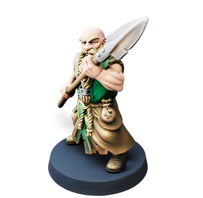 Gritty Iron Dwarf Monk - Hero Mini | Tabletop Miniature STL