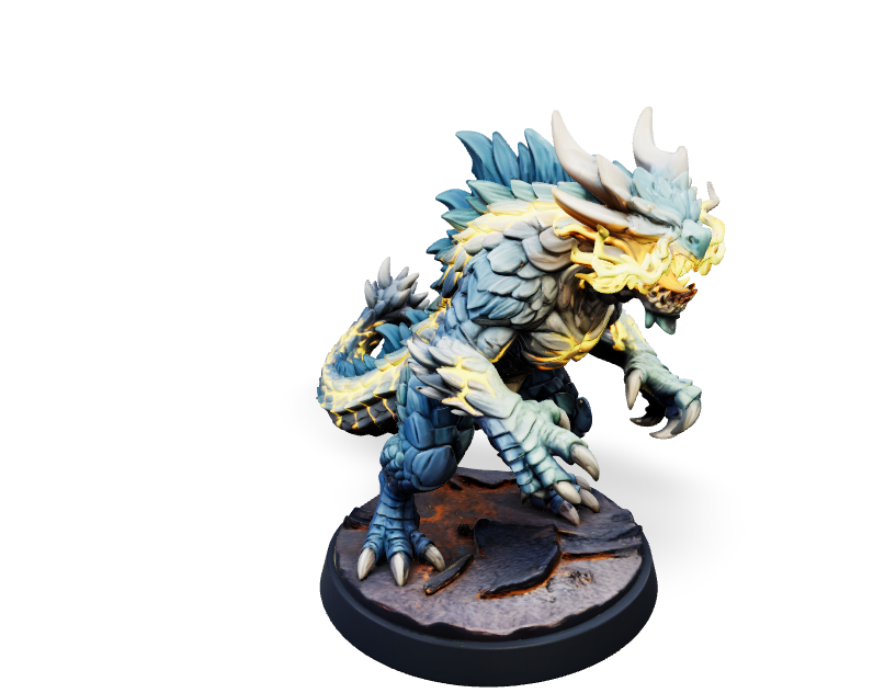 Thunderous Flame Dragon - Monster Mini | Tabletop Miniature STL