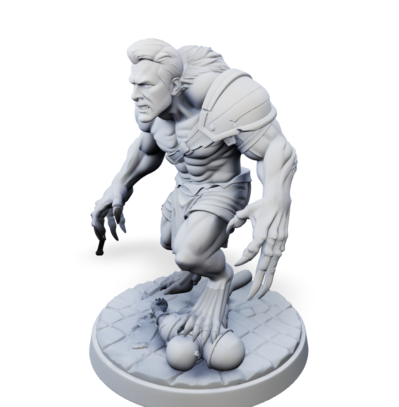 Savage Bloodthirsty Werewolf - Monster Mini | Tabletop Miniature STL