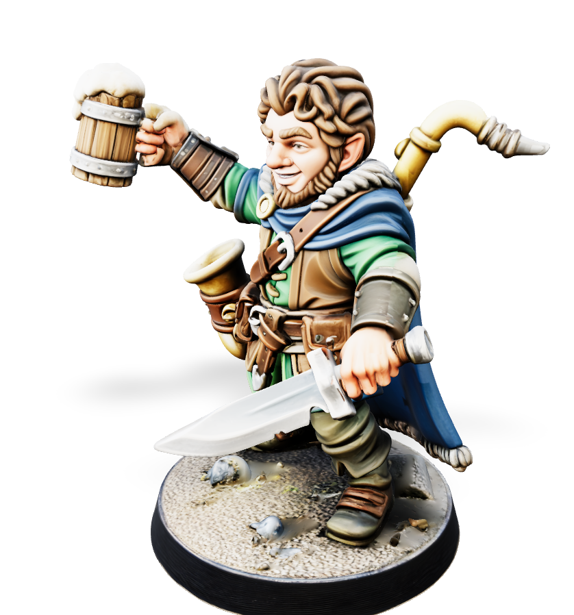 Cheerful Sash Bard - Hero Mini | Tabletop Miniature STL