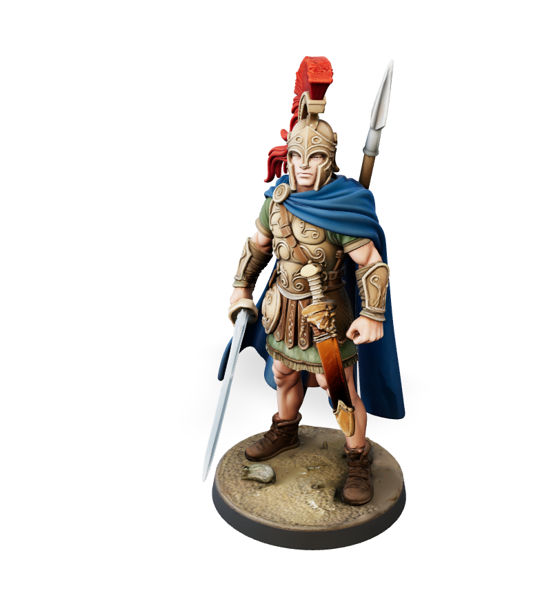 Bronze Plume Barbarian - Hero Mini | Tabletop Miniature STL
