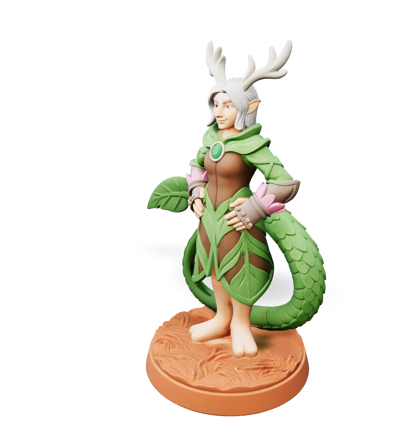 Verdant Antler Dryad - Hero Mini | Tabletop Miniature STL