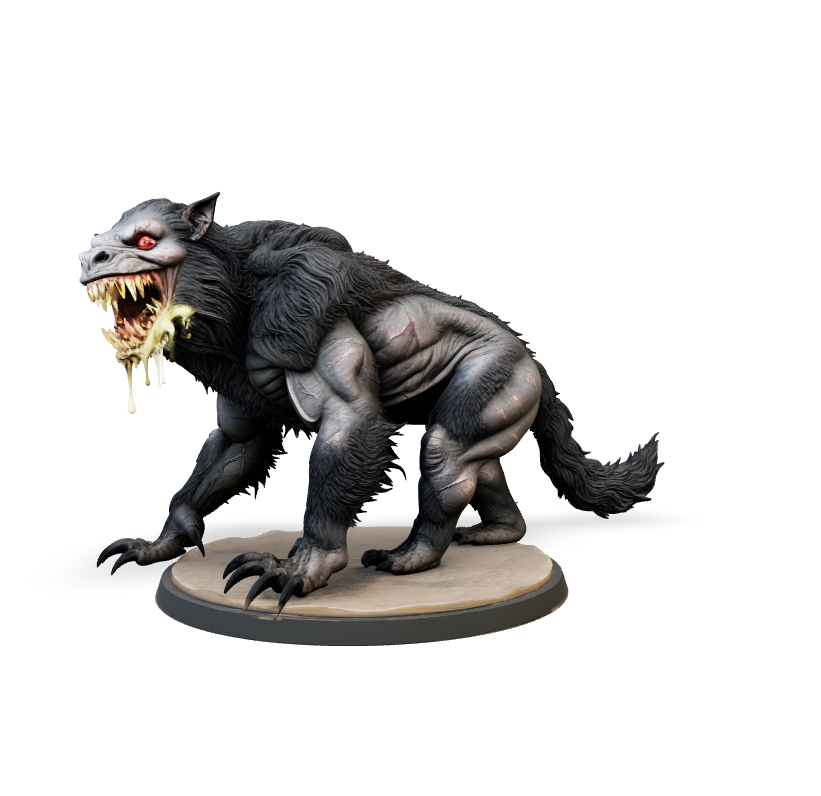 Nightmare Dire Wolf - Monster Mini | Tabletop Miniature STL