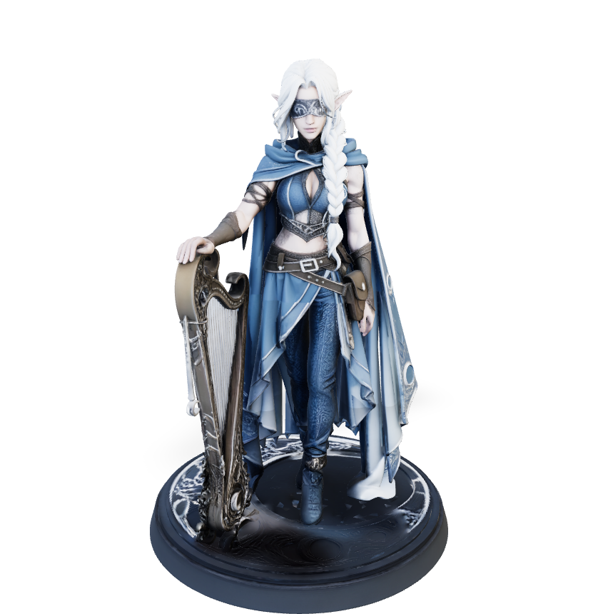 Moonlit Bard Elf - Hero Mini | Tabletop Miniature STL