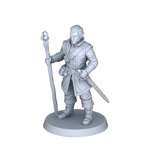 Skyward Half-Elf Wizard - Hero Mini | Tabletop Miniature STL