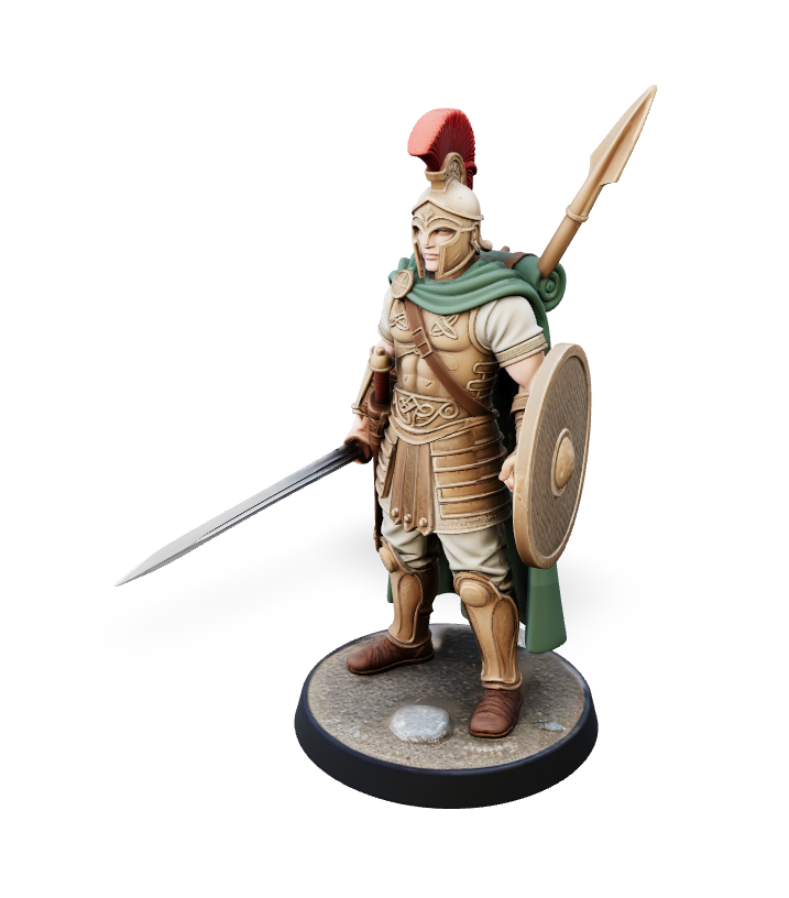 Bronze Plume Barbarian - Hero Mini | Tabletop Miniature STL
