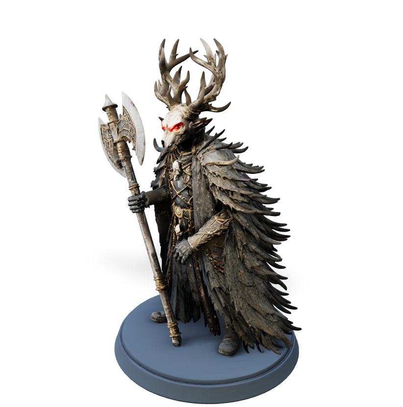 Obsidian Antler Warlord - Hero Mini | Tabletop Miniature STL
